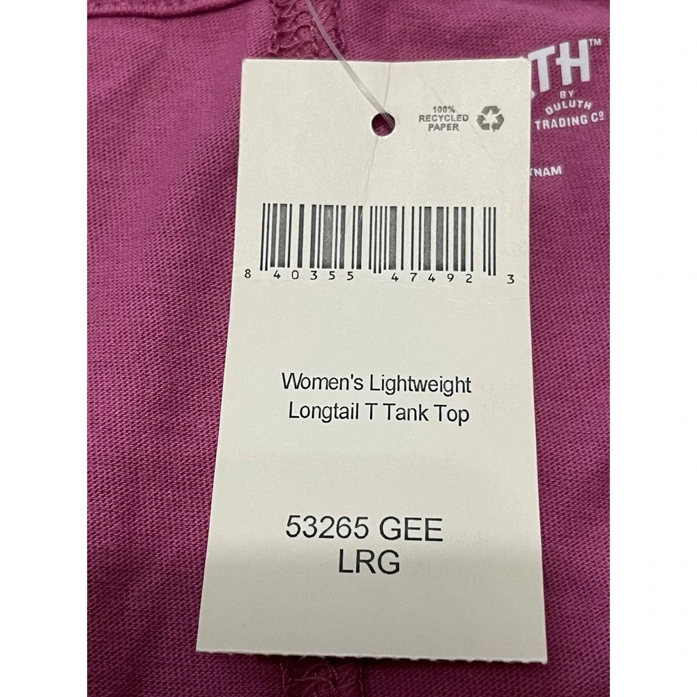 Duluth Trading‎ Co Tank Top Longtail T Large Pink Lightweight Sleeveless 53265